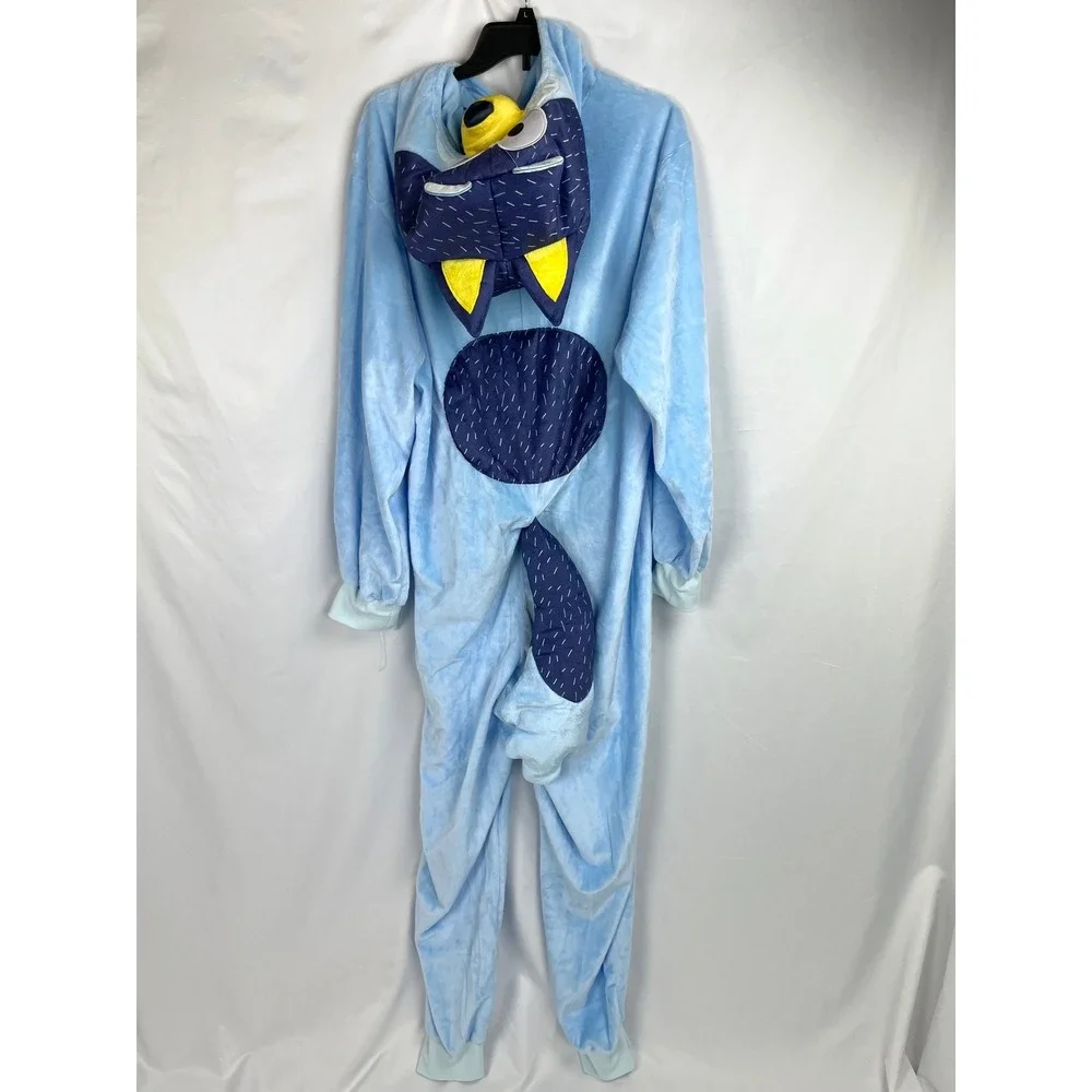 Spirit Halloween Adult L/XL Bluey Bandit Costume Blue Plush Jumpsuit Dress-Up - Picture 5 of 9